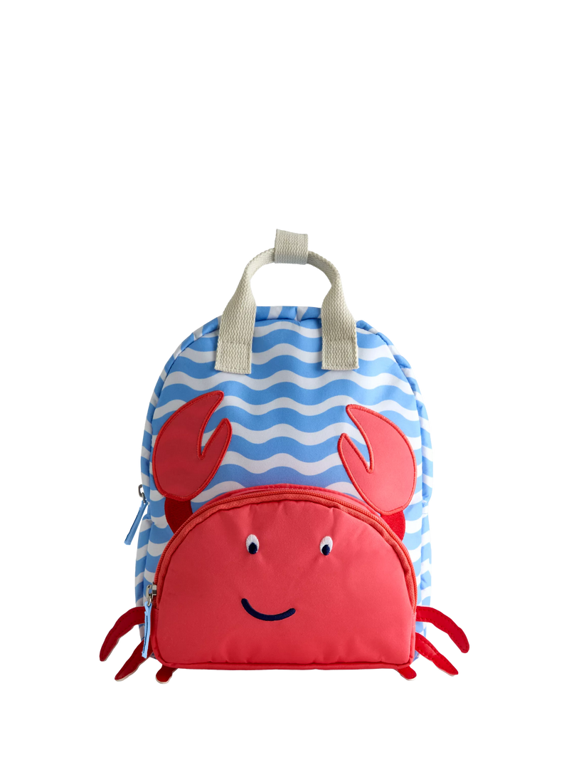 JoJo Maman Bébé kids' crab appliqué backpack mid blue, UK version