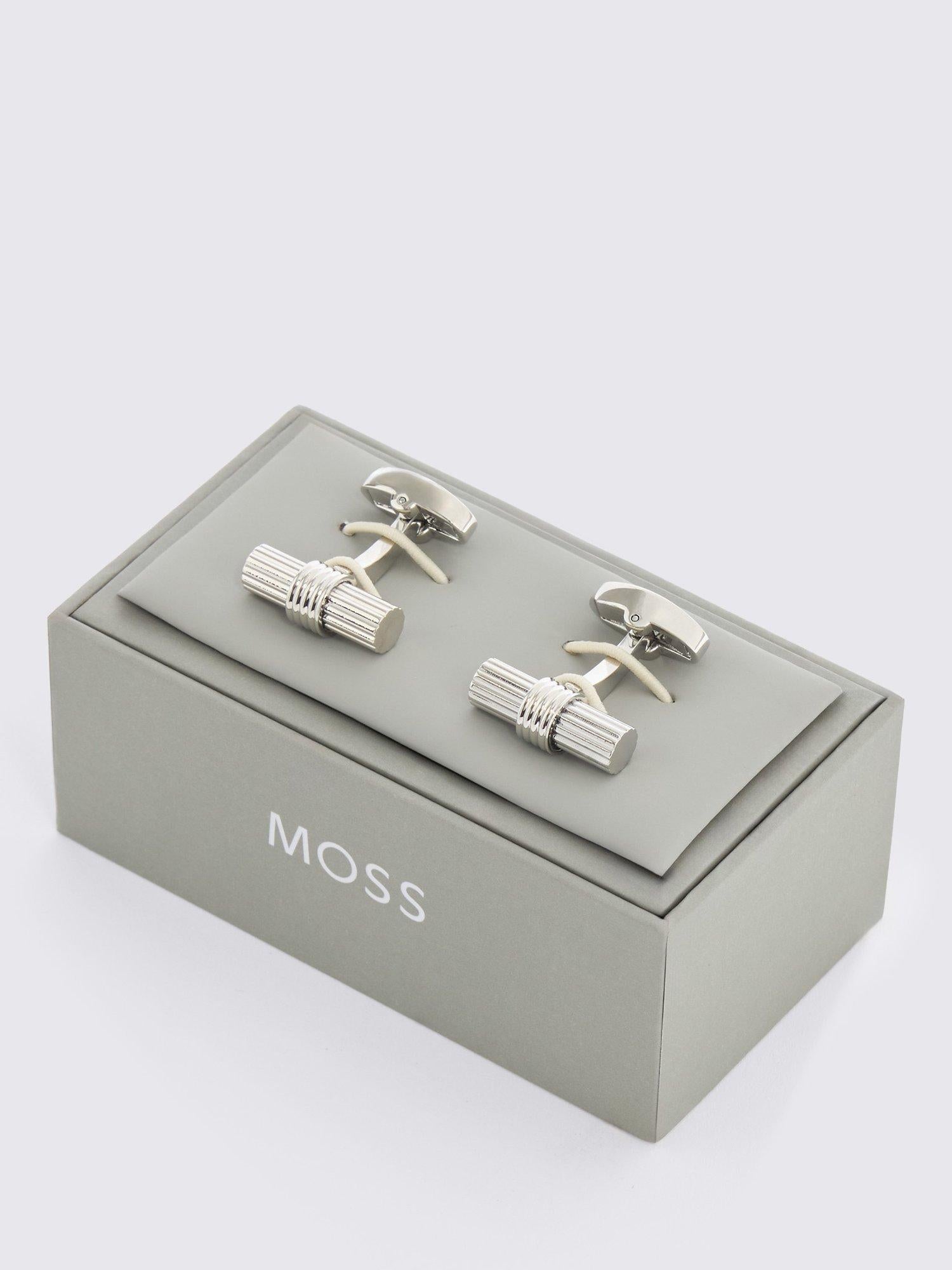 Moss barrel cufflinks silver plated - British product