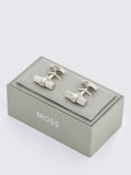 Moss barrel cufflinks silver plated - British product
