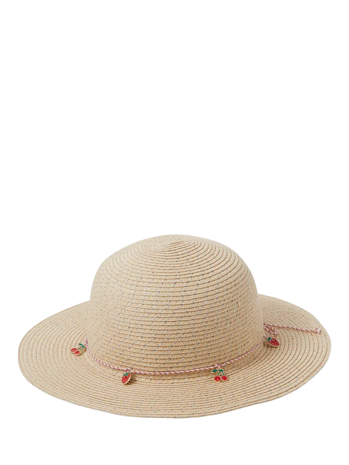 Angels by Accessorize Kids' Cherry Charm Straw Hat, Natural, 3-6 years