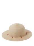 Angels by Accessorize Kids' Cherry Charm Straw Hat, Natural, 3-6 years