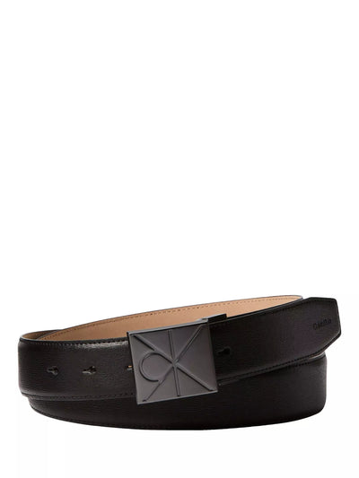 John Lewis Calvin Klein Emblem Plaque Leather Belt, Black- Buy online at McGrocer