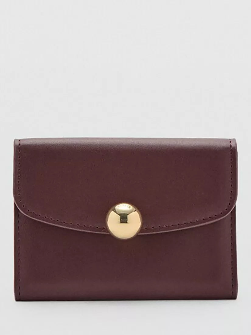 Mango Jewel Button Flap Purse in Bordeaux, imported from the UK