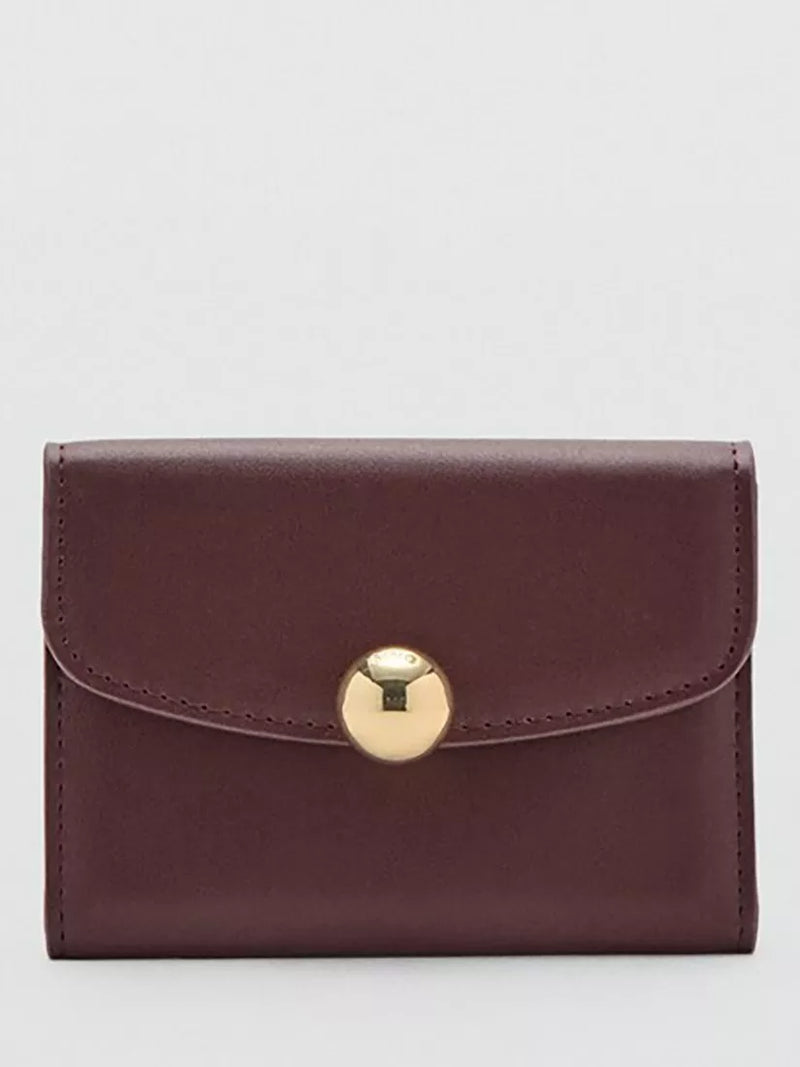 Mango Jewel Button Flap Purse in Bordeaux, imported from the UK