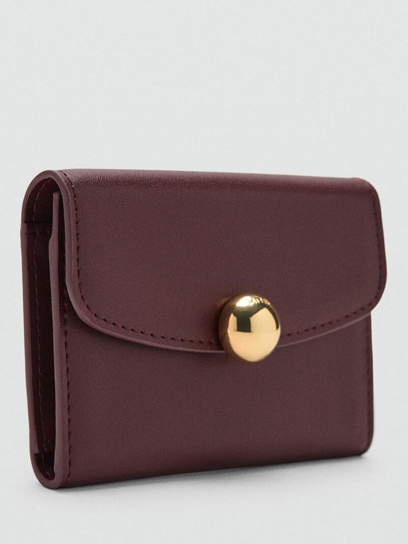 Mango Jewel Button Flap Purse in Bordeaux, imported from the UK