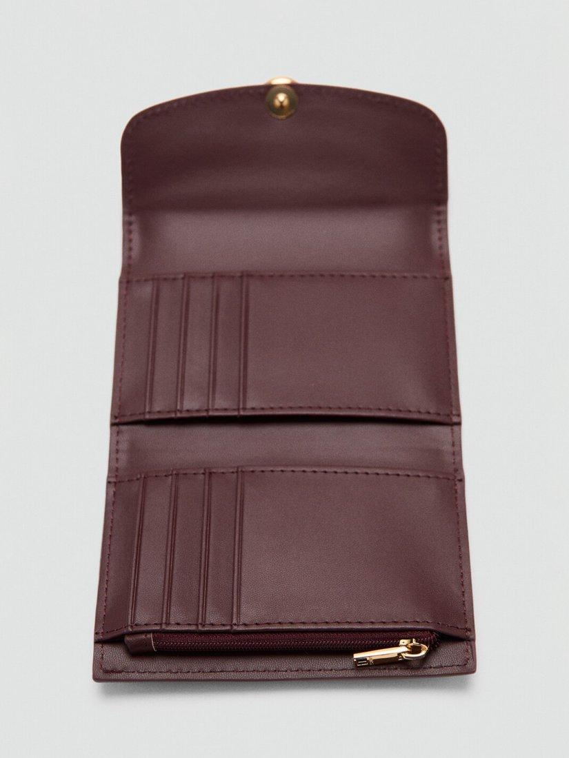 Mango Jewel Button Flap Purse in Bordeaux, imported from the UK