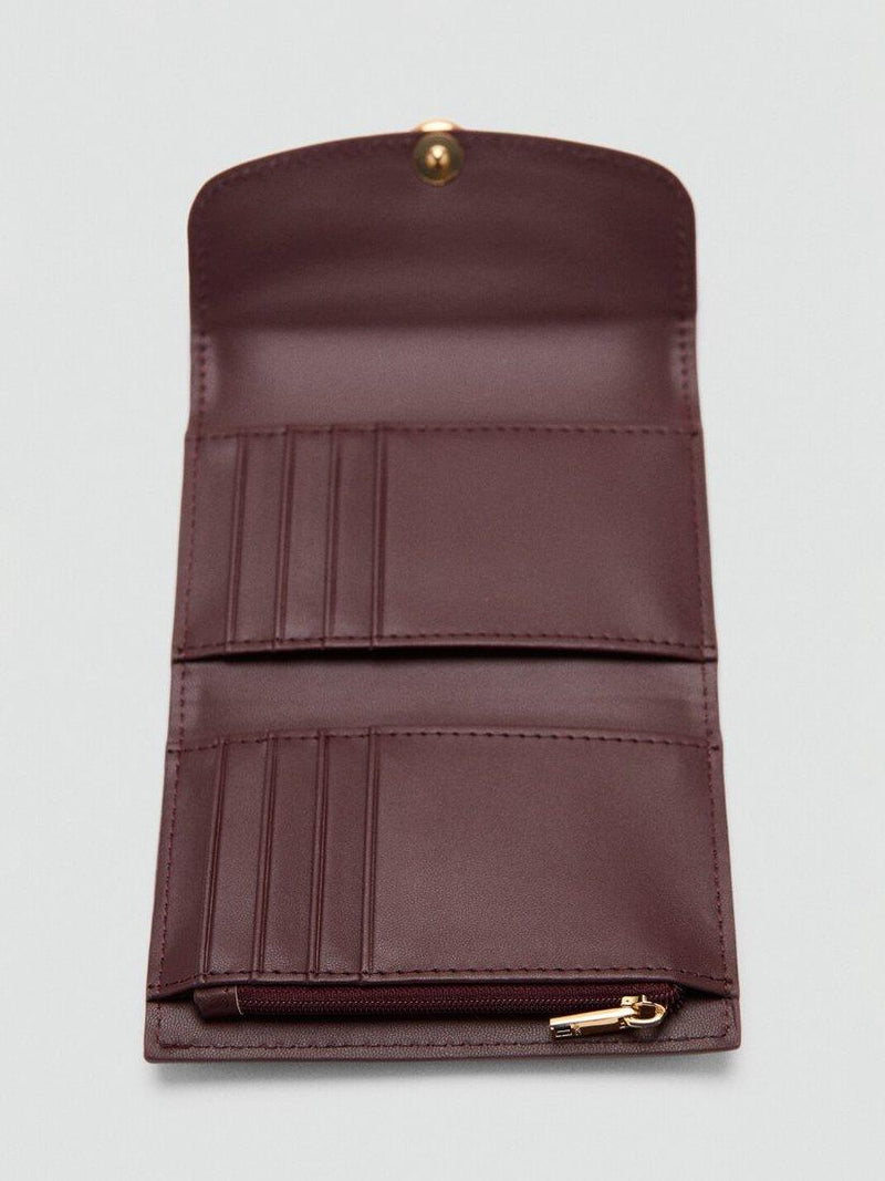Mango Jewel Button Flap Purse in Bordeaux, imported from the UK