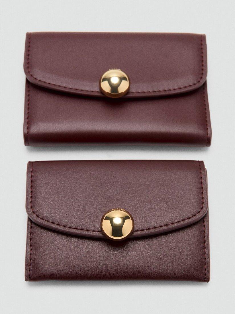Mango Jewel Button Flap Purse in Bordeaux, imported from the UK