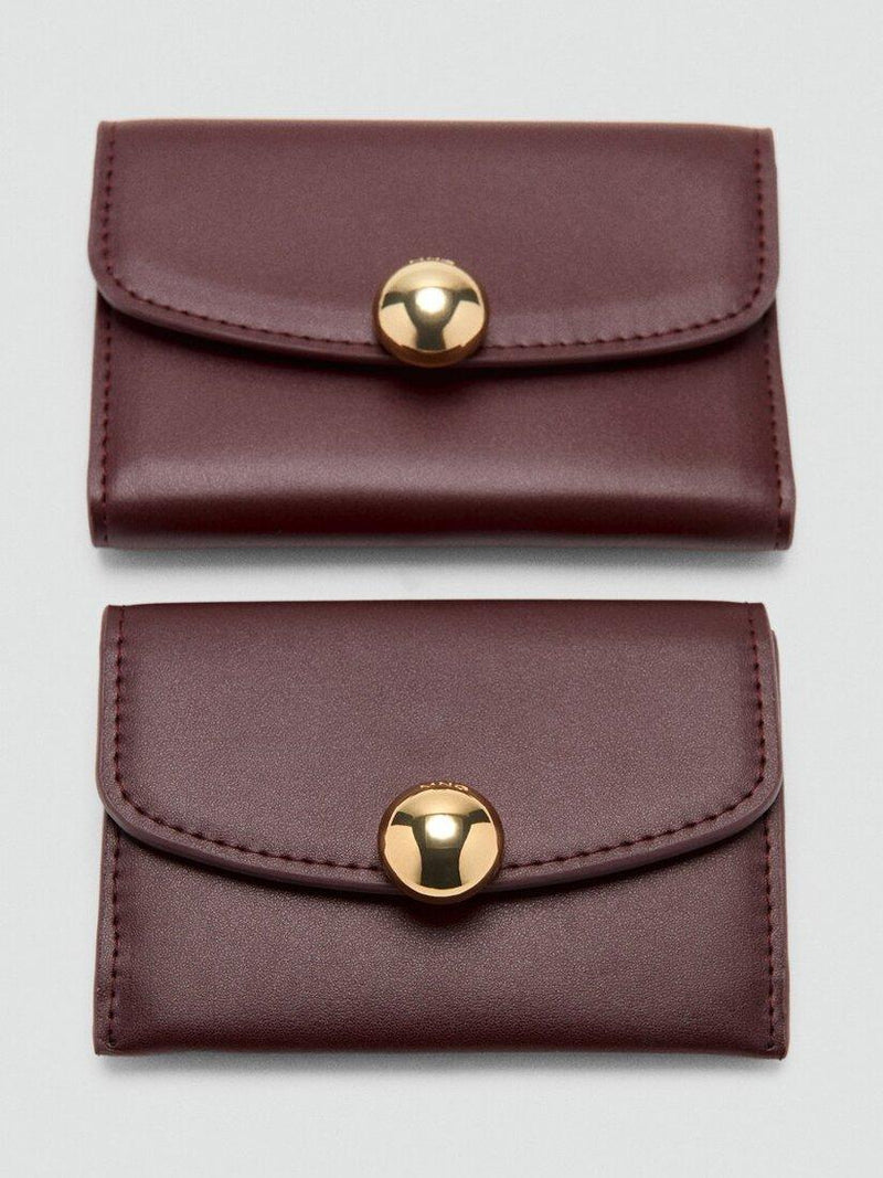 Mango Jewel Button Flap Purse in Bordeaux, imported from the UK