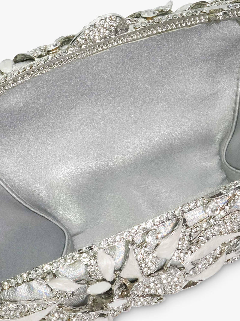 Dune London diamante hard case clutch silver - British product