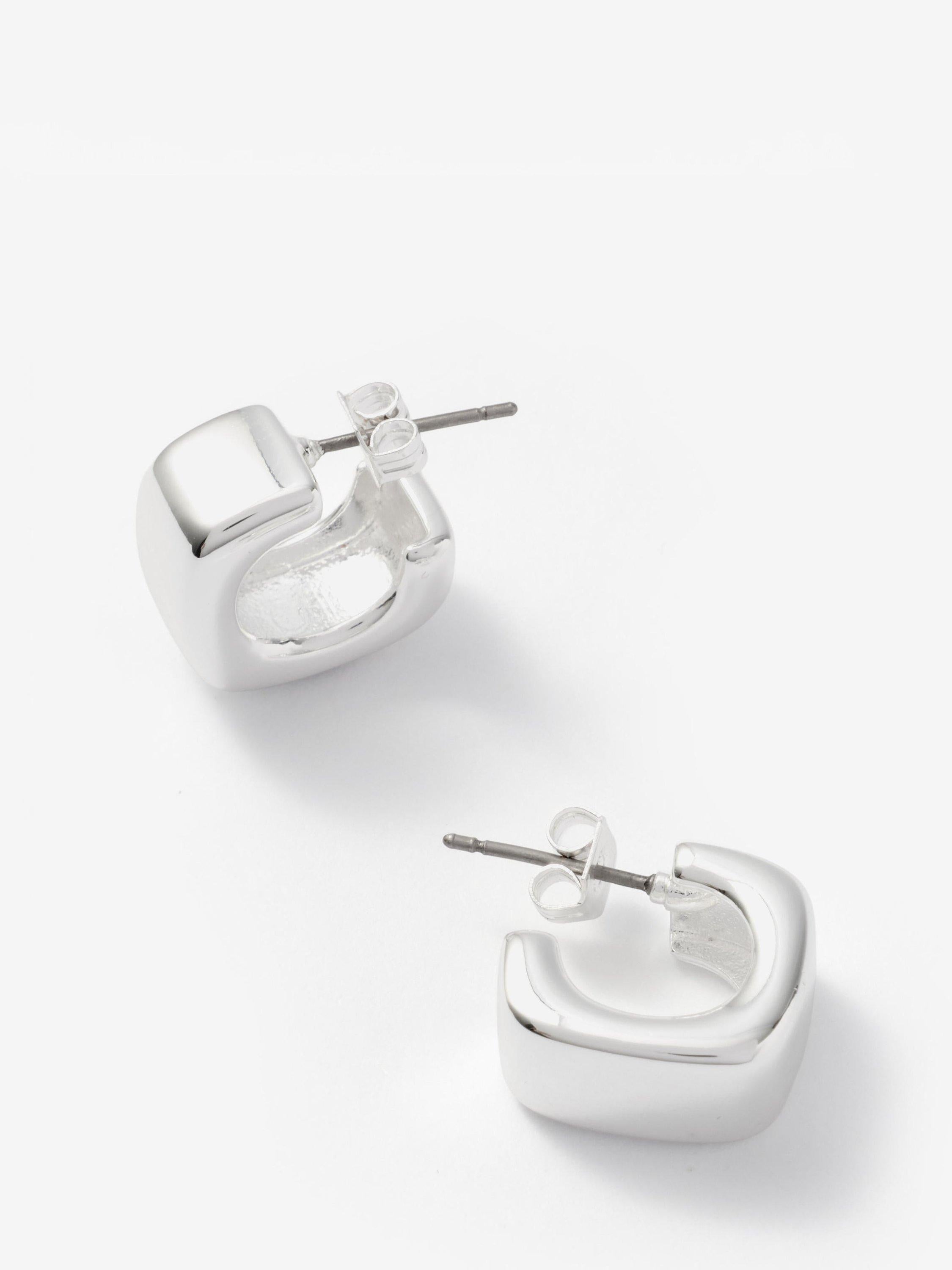 Mint Velvet square hoop earrings silver 1.5cm (British brand)