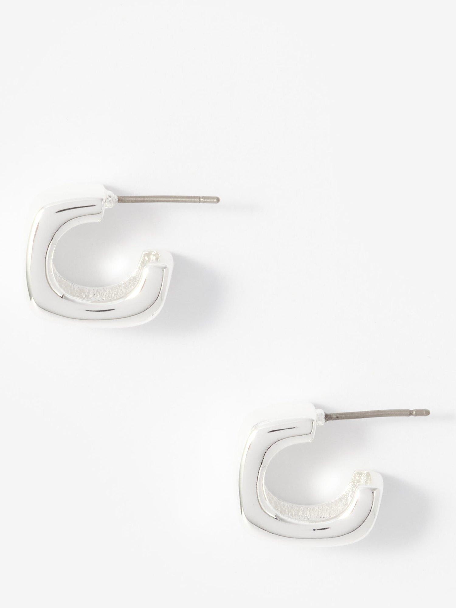 Mint Velvet square hoop earrings silver 1.5cm (British brand)