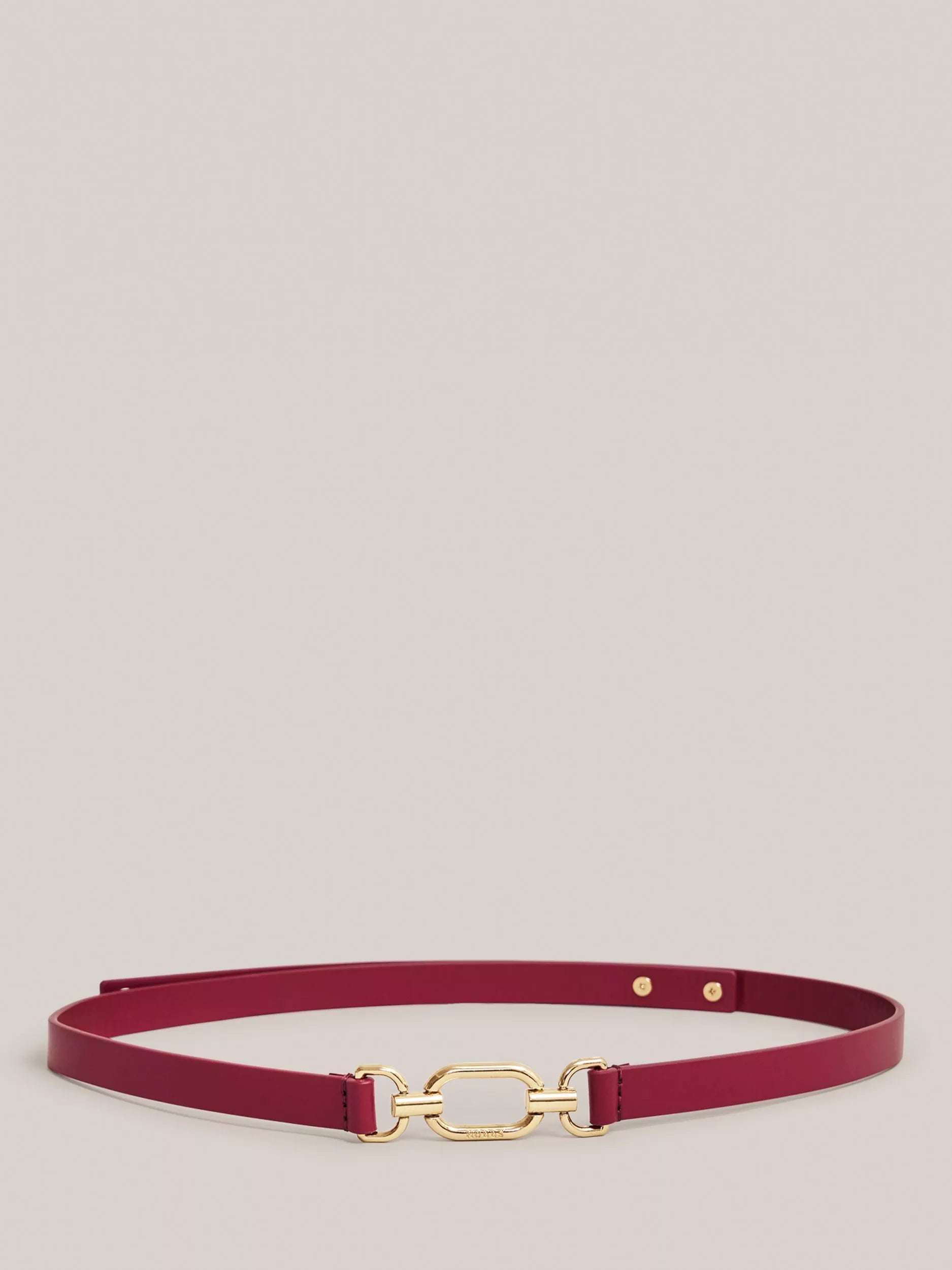 Hobbs Cecelia Chain Buckle Pure Leather Belt, Beetroot Pink, S