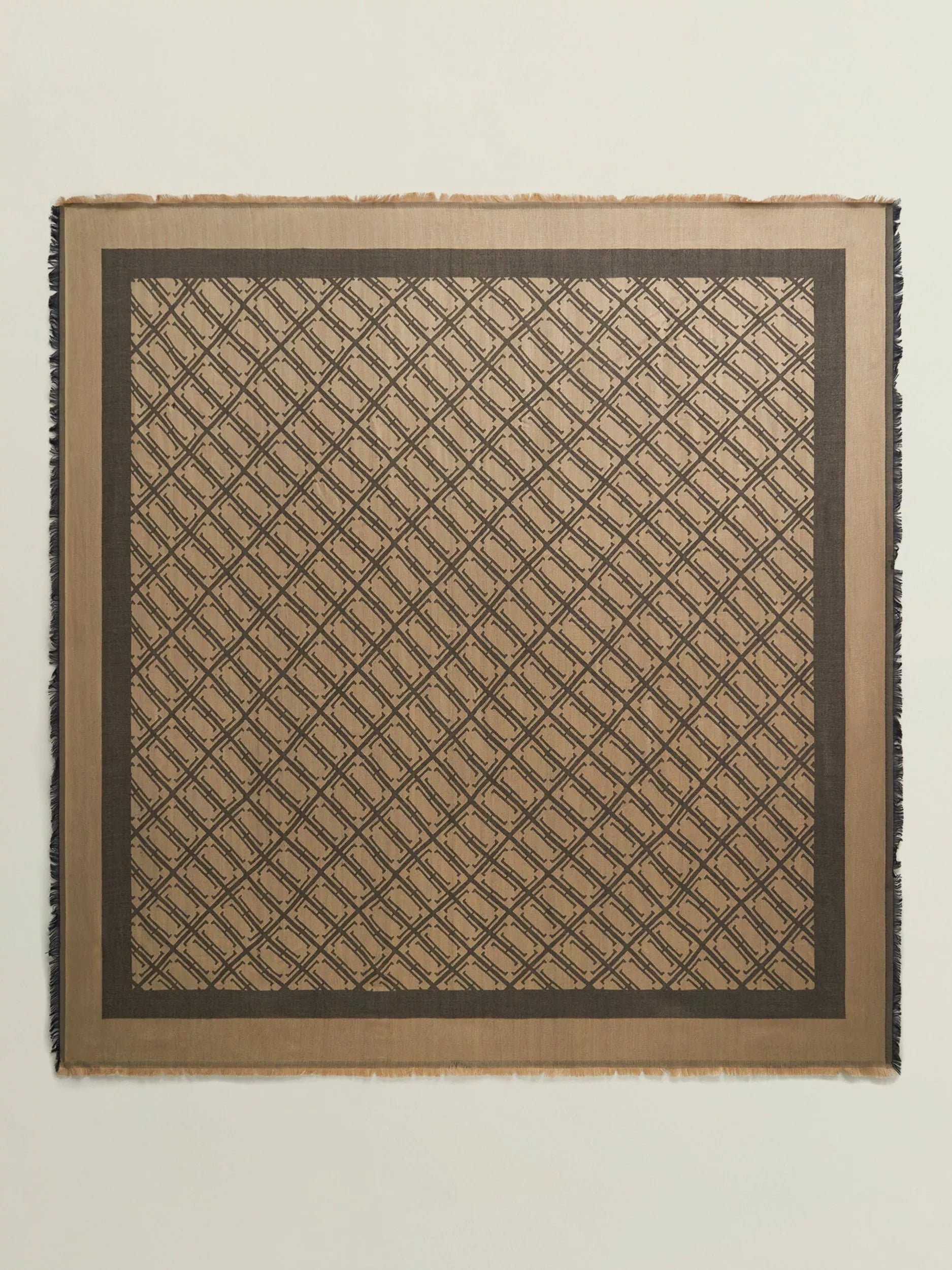 Hobbs Mora Insignia Print scarf Black/Camel 130cm - British product