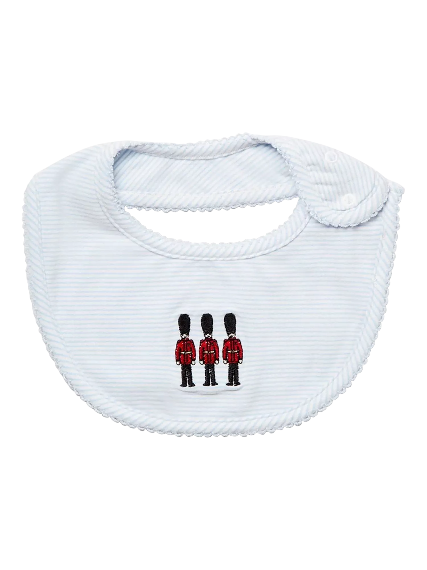 Trotters baby bib Guardsman Blue with embroidered design (British brand)