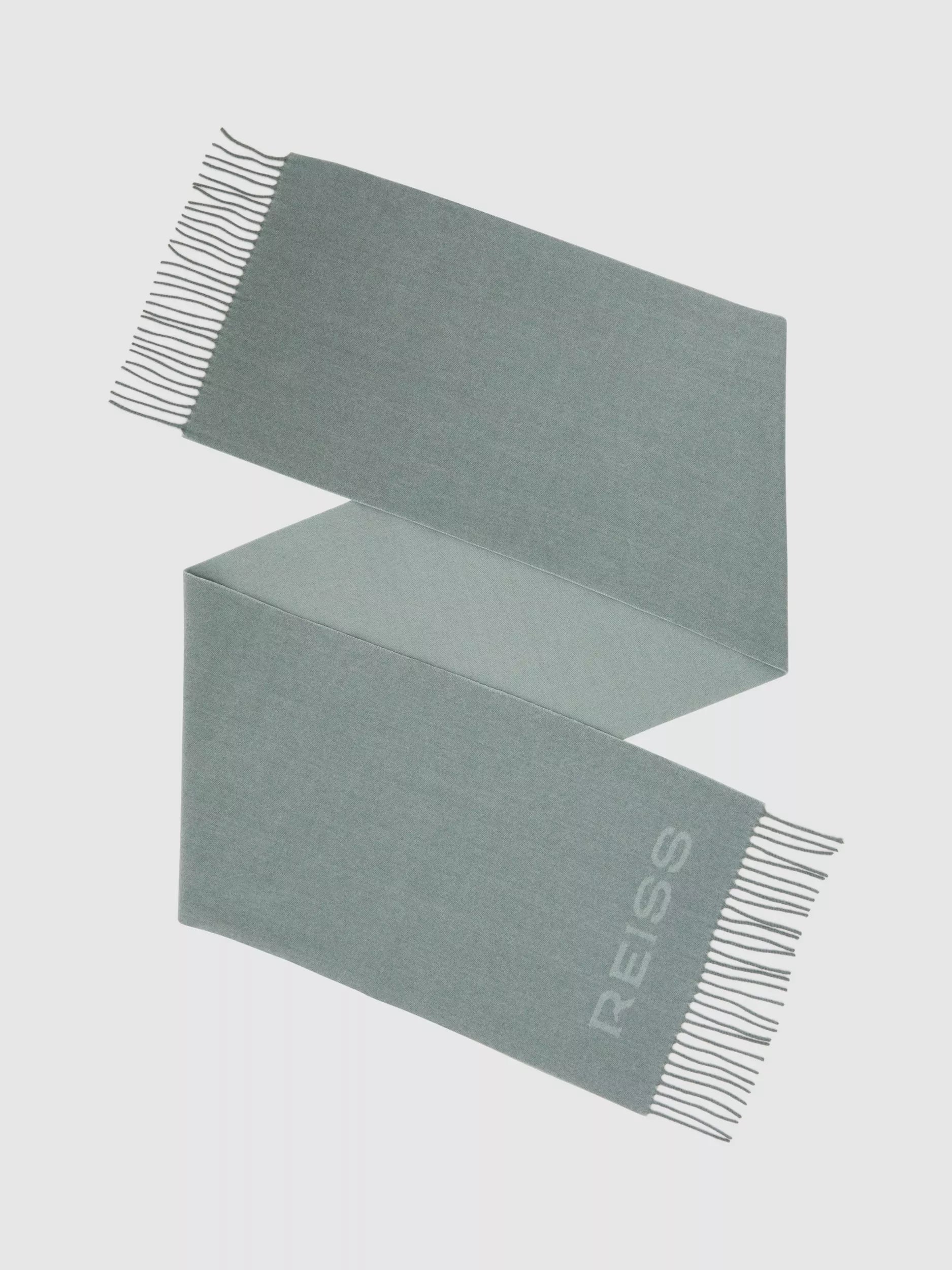 Reiss Picton wool blend scarf in sage, UK version