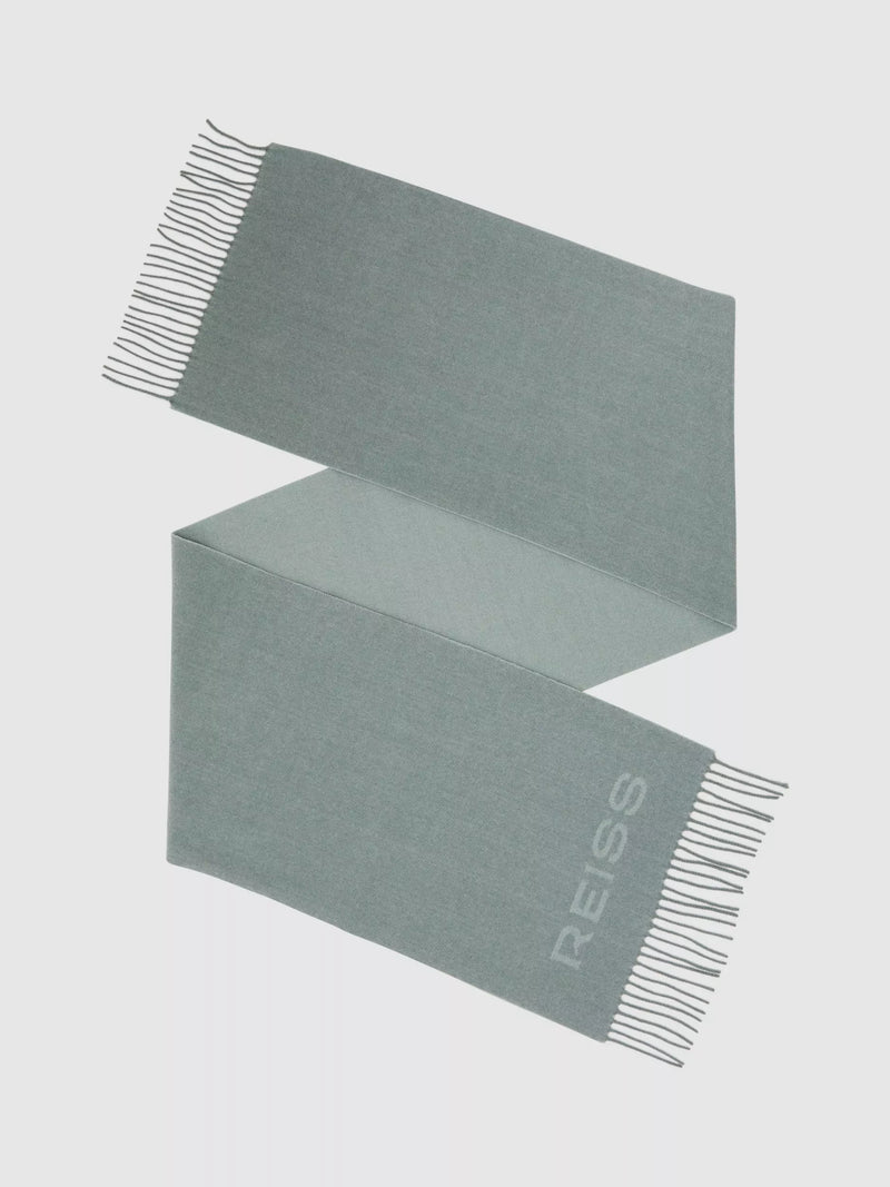 Reiss Picton wool blend scarf in sage, UK version