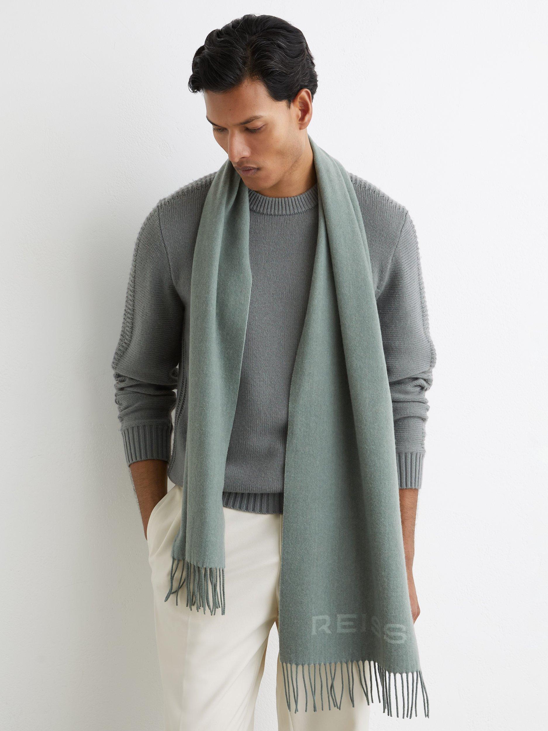 Reiss Picton wool blend scarf in sage, UK version