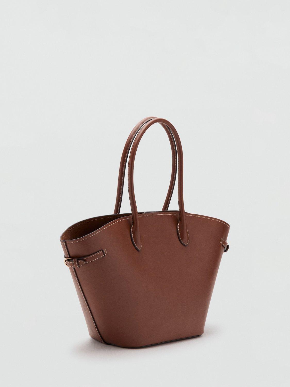 Mango structured tote bag brown, imported from the UK