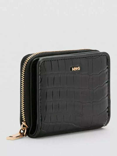 John Lewis Mango Compact Croc Embossed Purse Black- Buy online at McGrocer