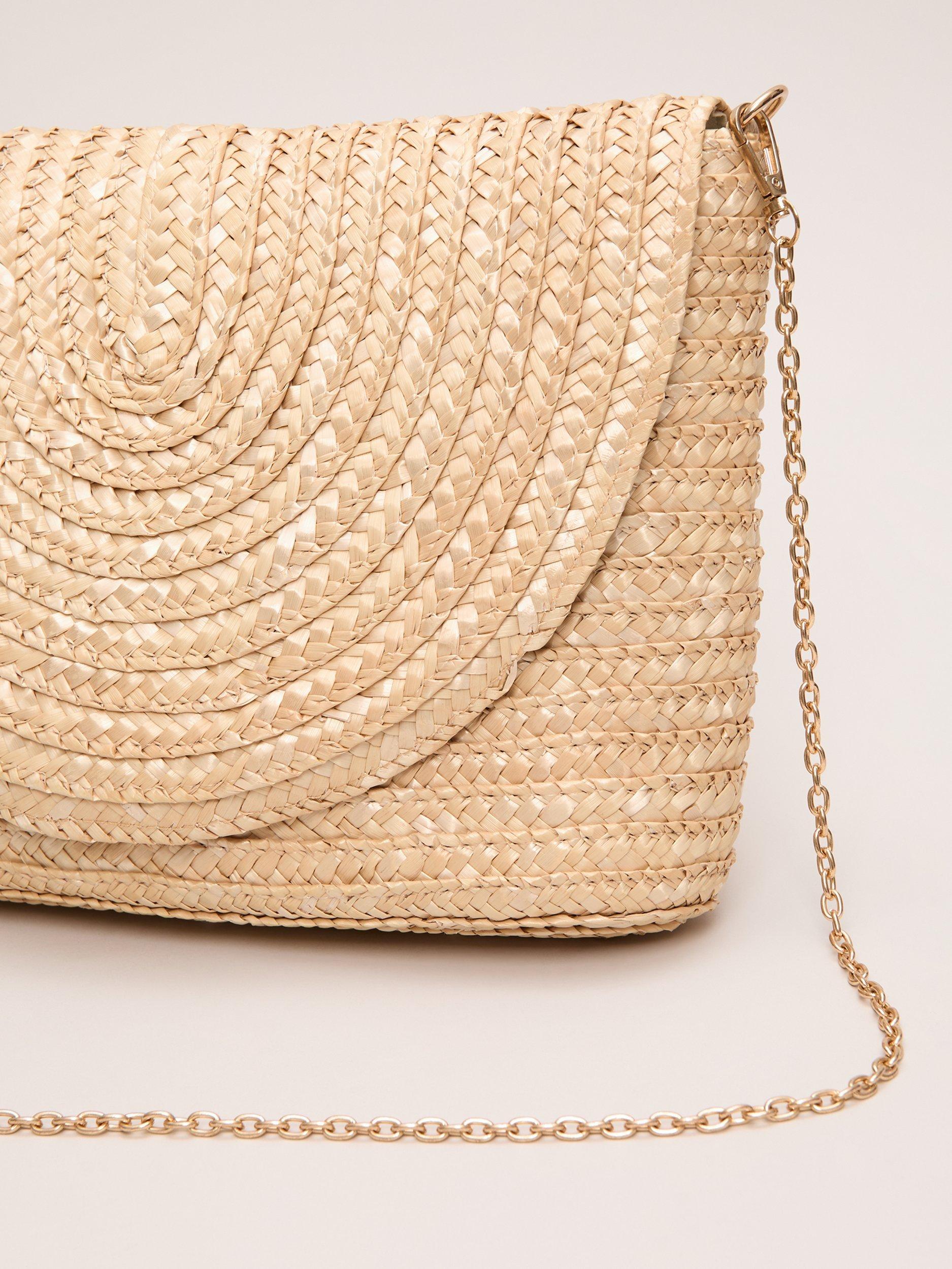 Phase Eight straw clutch bag neutral, imported from the UK