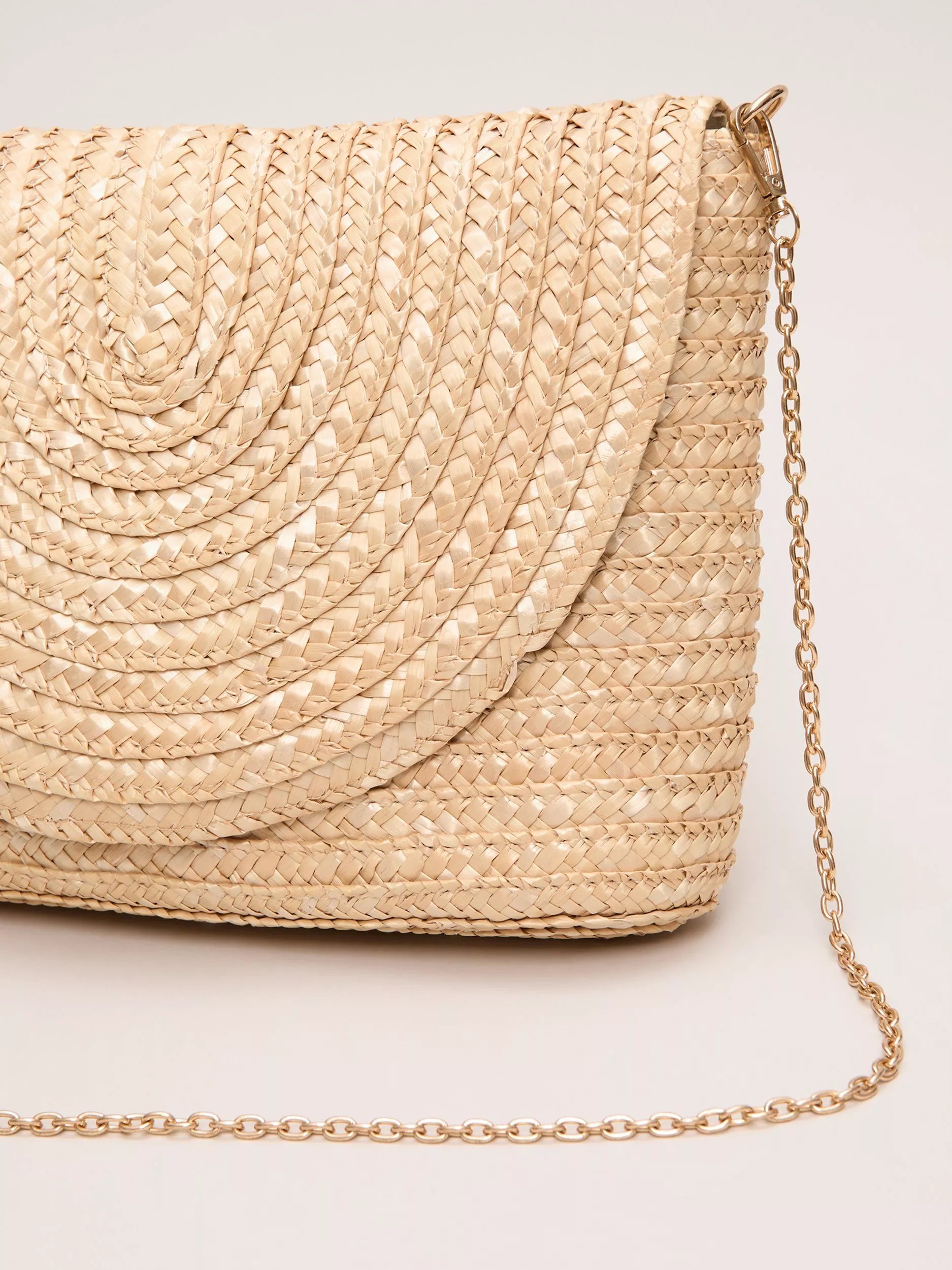 Phase Eight straw clutch bag neutral, imported from the UK