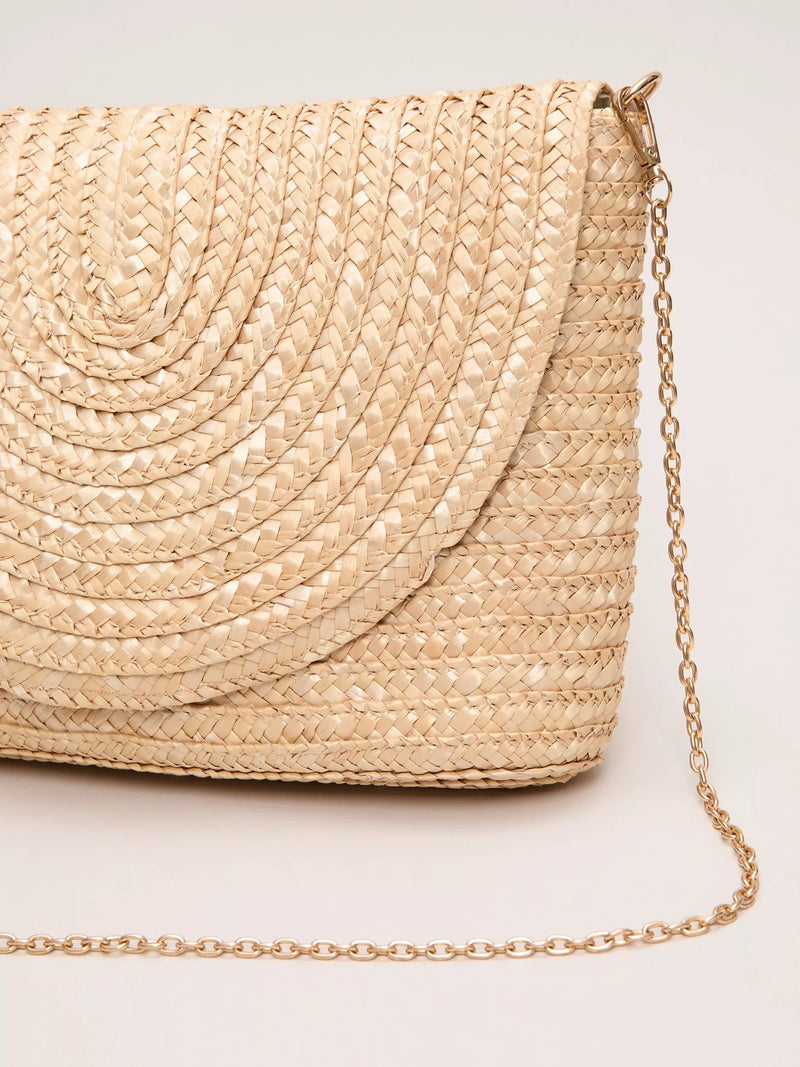 Phase Eight straw clutch bag neutral, imported from the UK