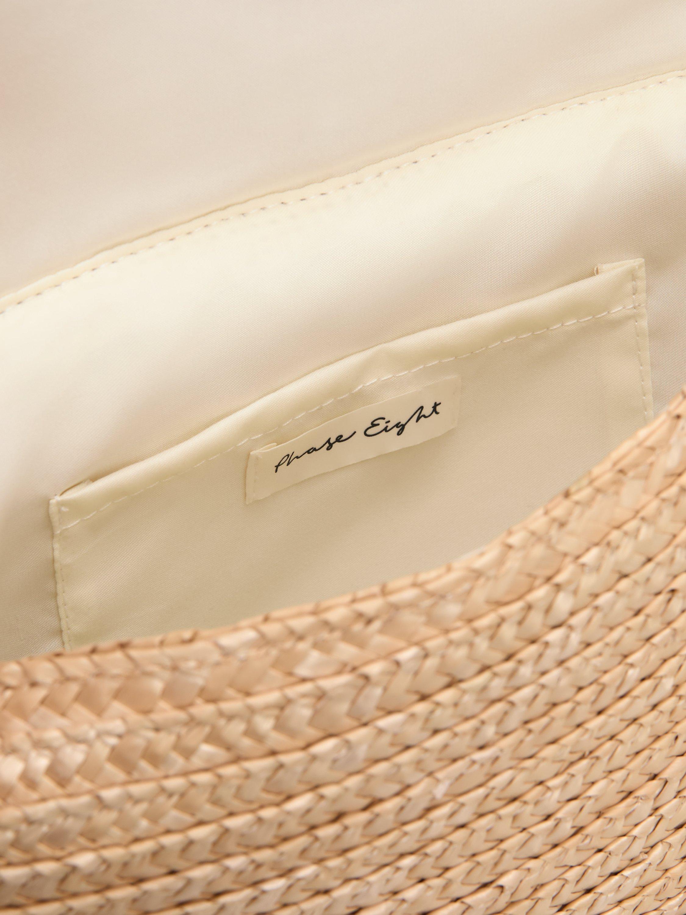 Phase Eight straw clutch bag neutral, imported from the UK