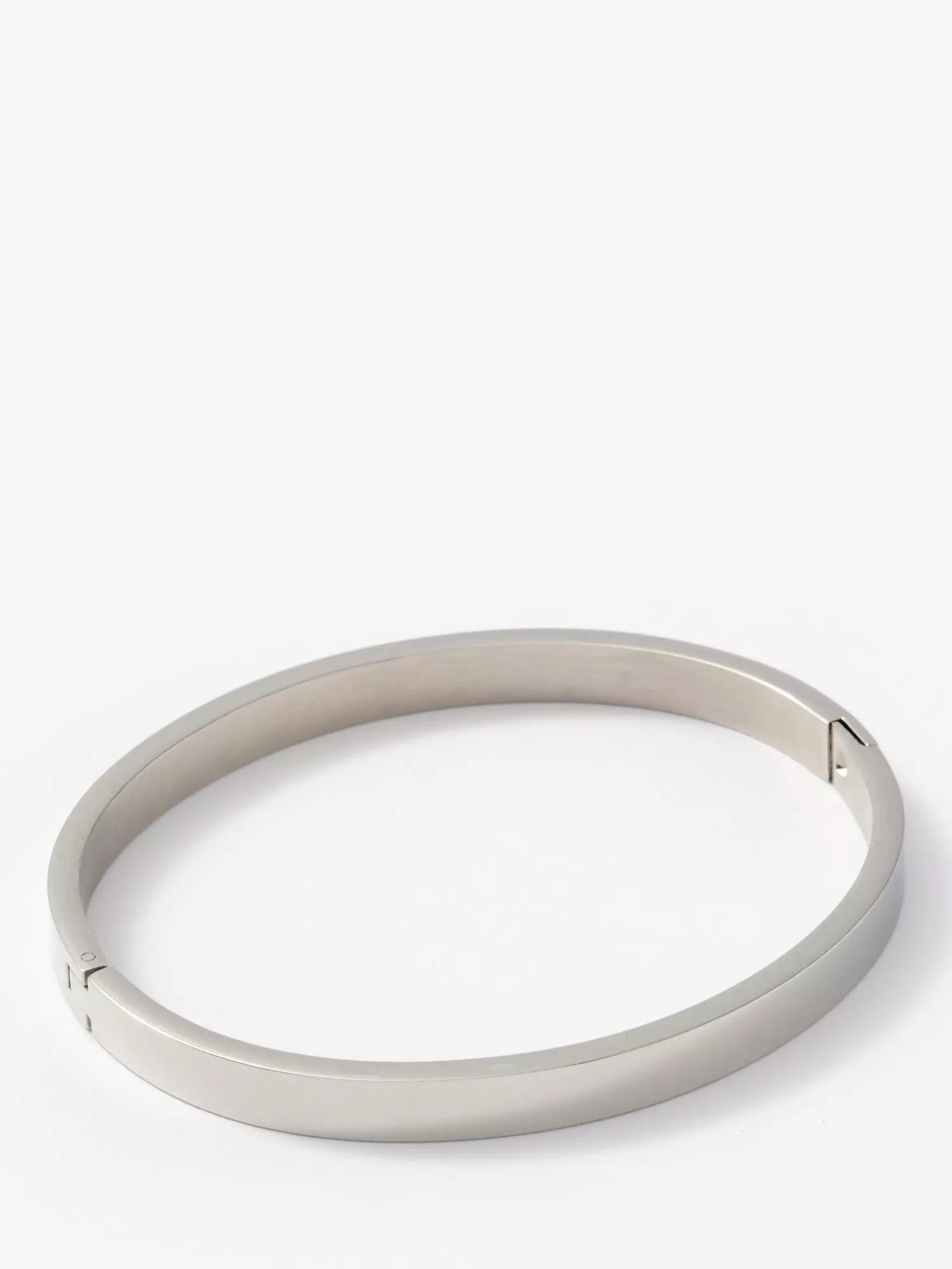 Mint Velvet silver toned stainless steel slim hinge bangle, UK version