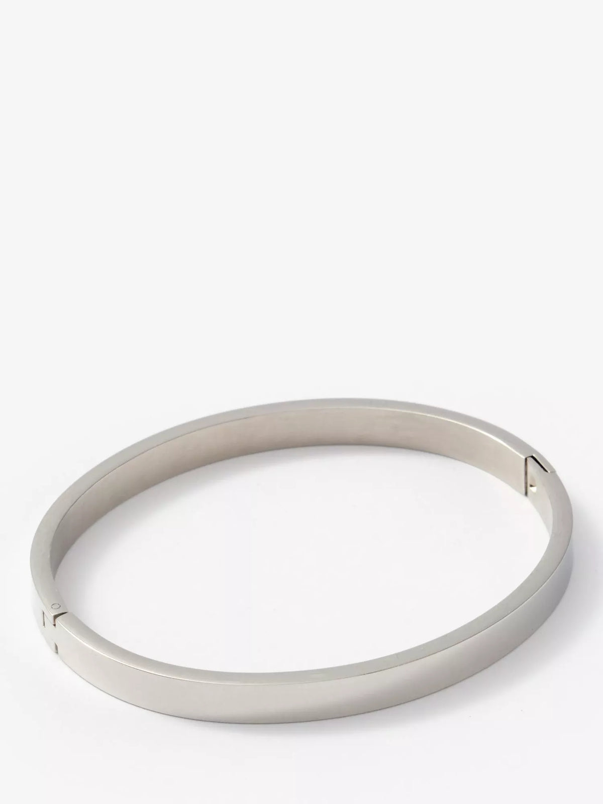 Mint Velvet silver toned stainless steel slim hinge bangle, UK version