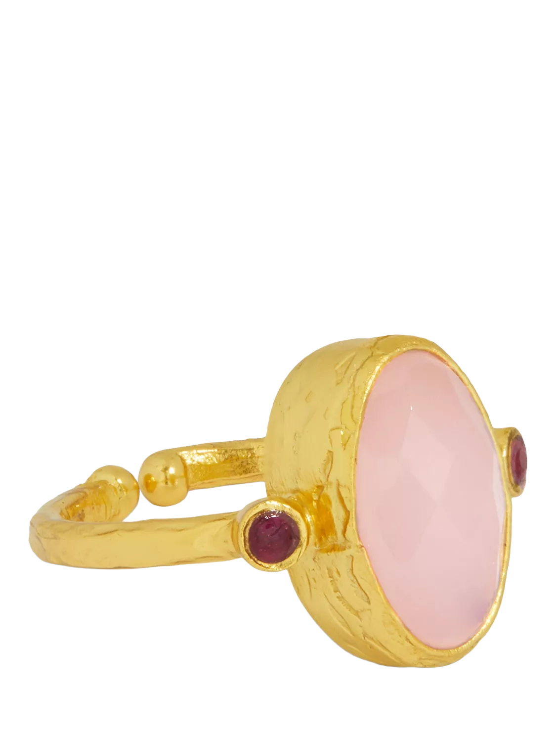 Ottoman Hands adjustable rose quartz ring, imported from the UK