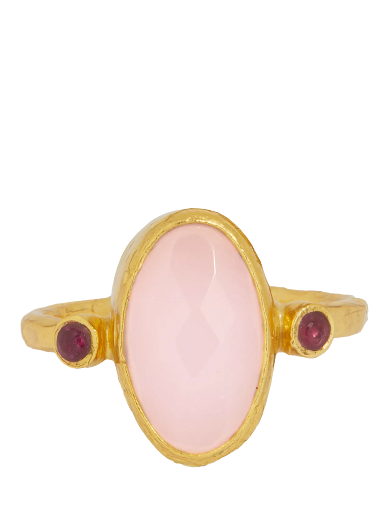 Ottoman Hands adjustable rose quartz ring, imported from the UK