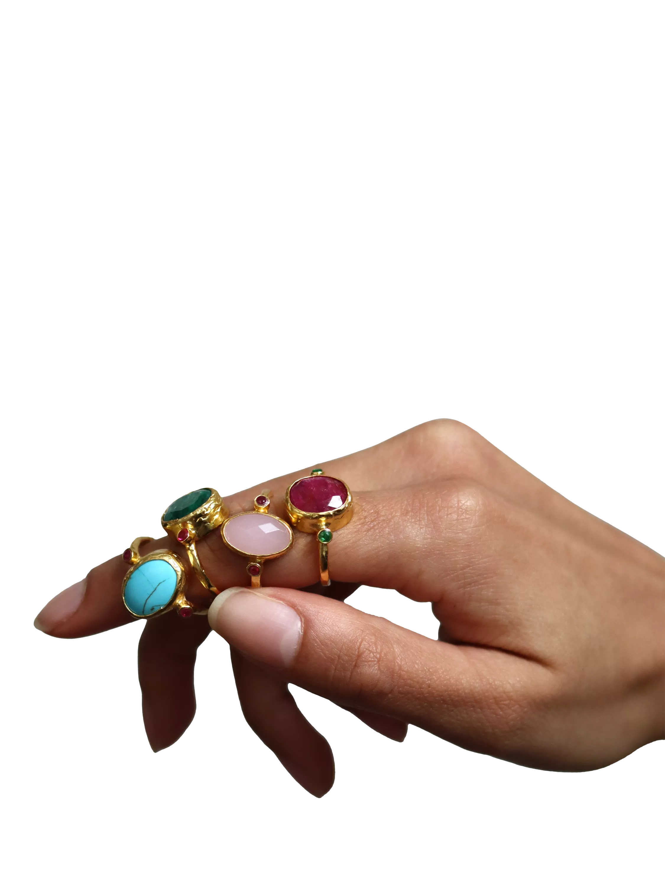 Ottoman Hands adjustable rose quartz ring, imported from the UK