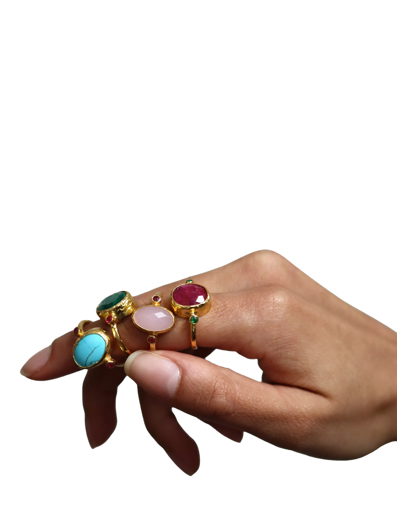 Ottoman Hands adjustable rose quartz ring, imported from the UK