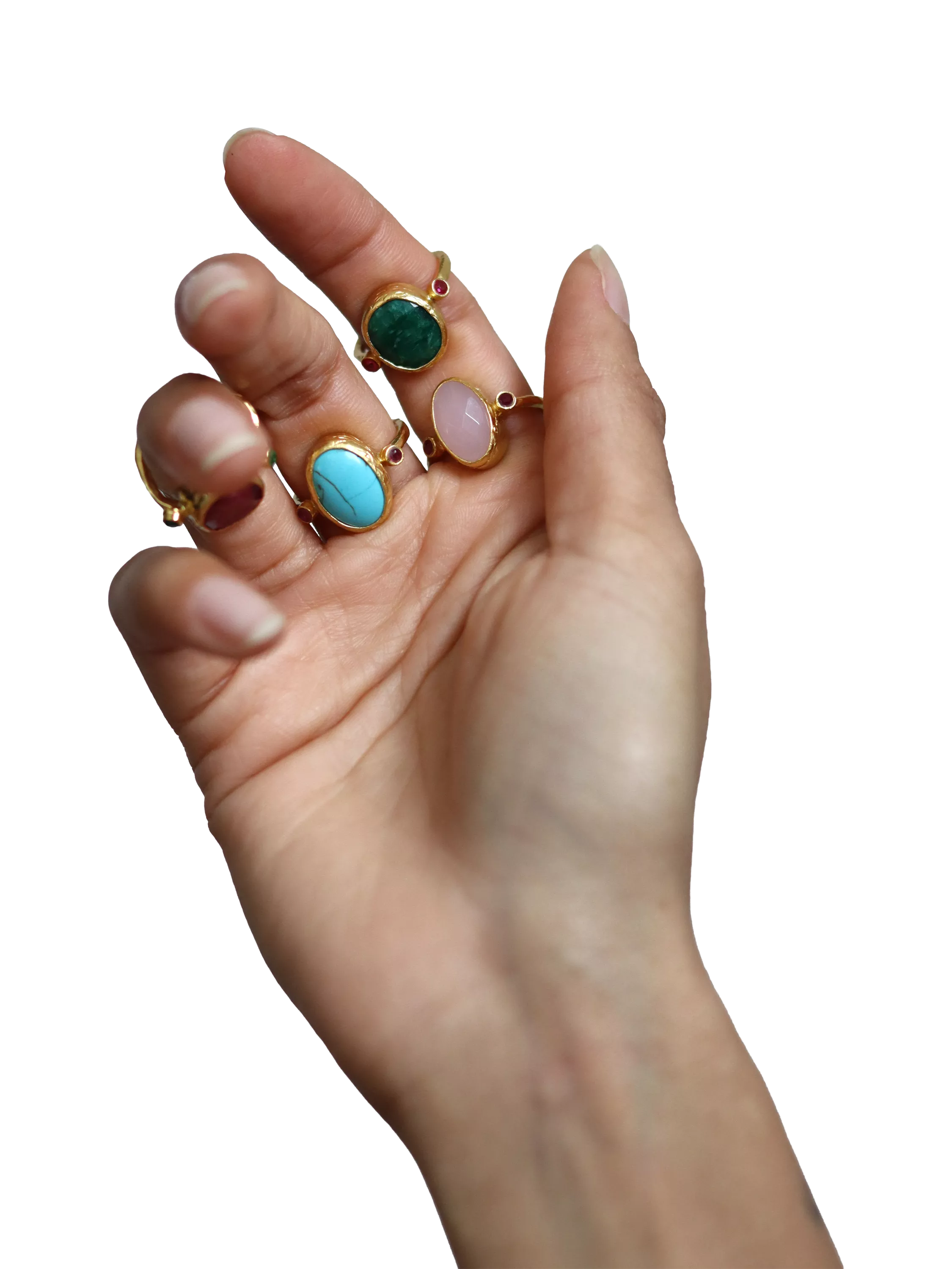Ottoman Hands adjustable rose quartz ring, imported from the UK