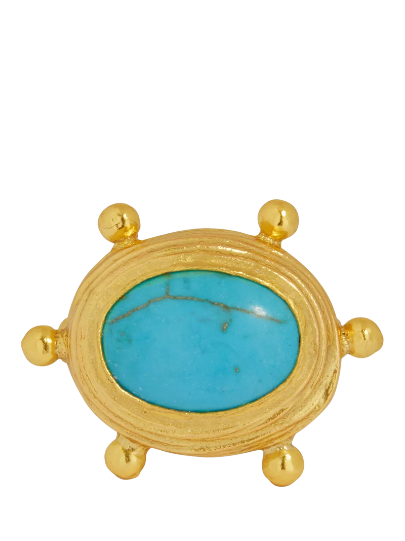 Ottoman Hands adjustable turquoise ring gold plated, UK version