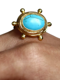 Ottoman Hands adjustable turquoise ring gold plated, UK version