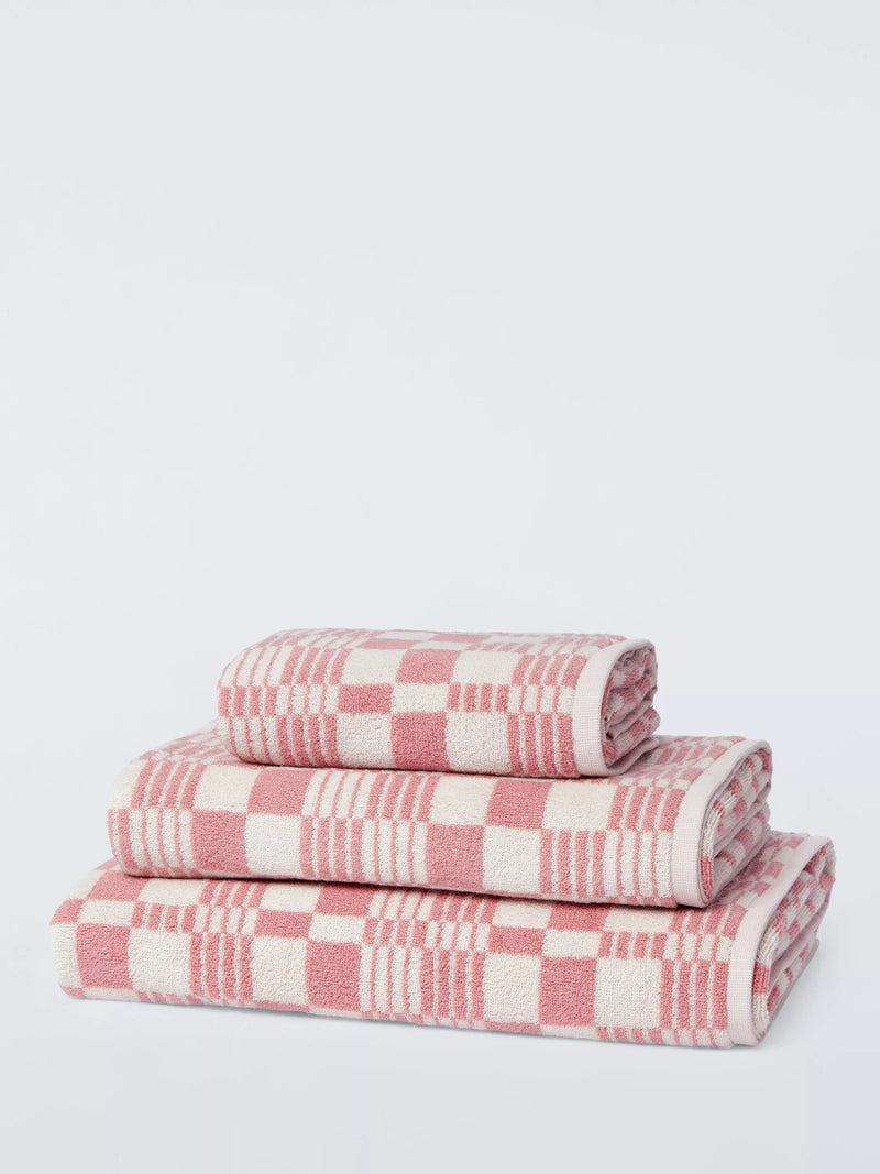 John Lewis Check Bath Towels - 600gsm