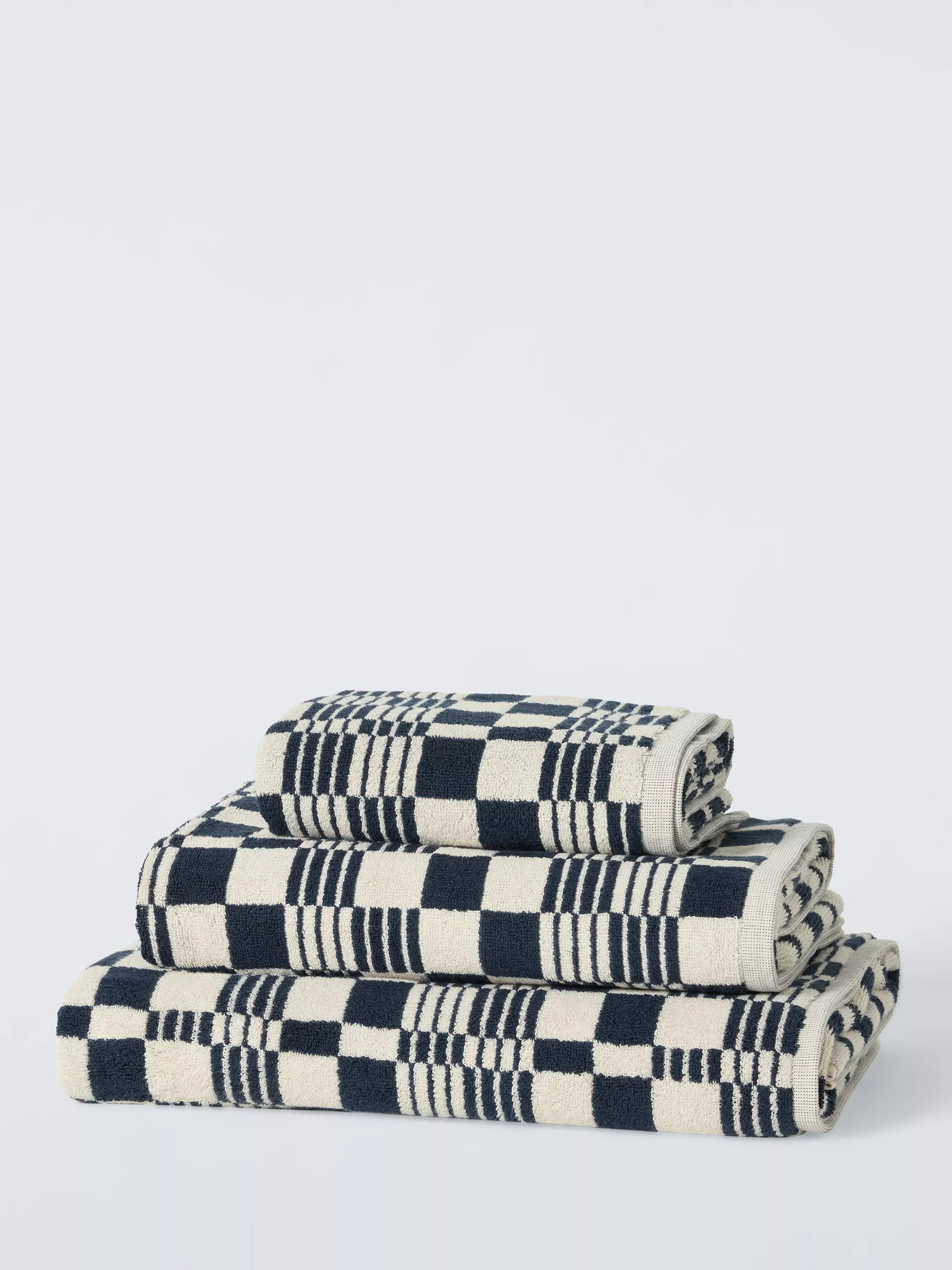 John Lewis Check Bath Towels - 600gsm