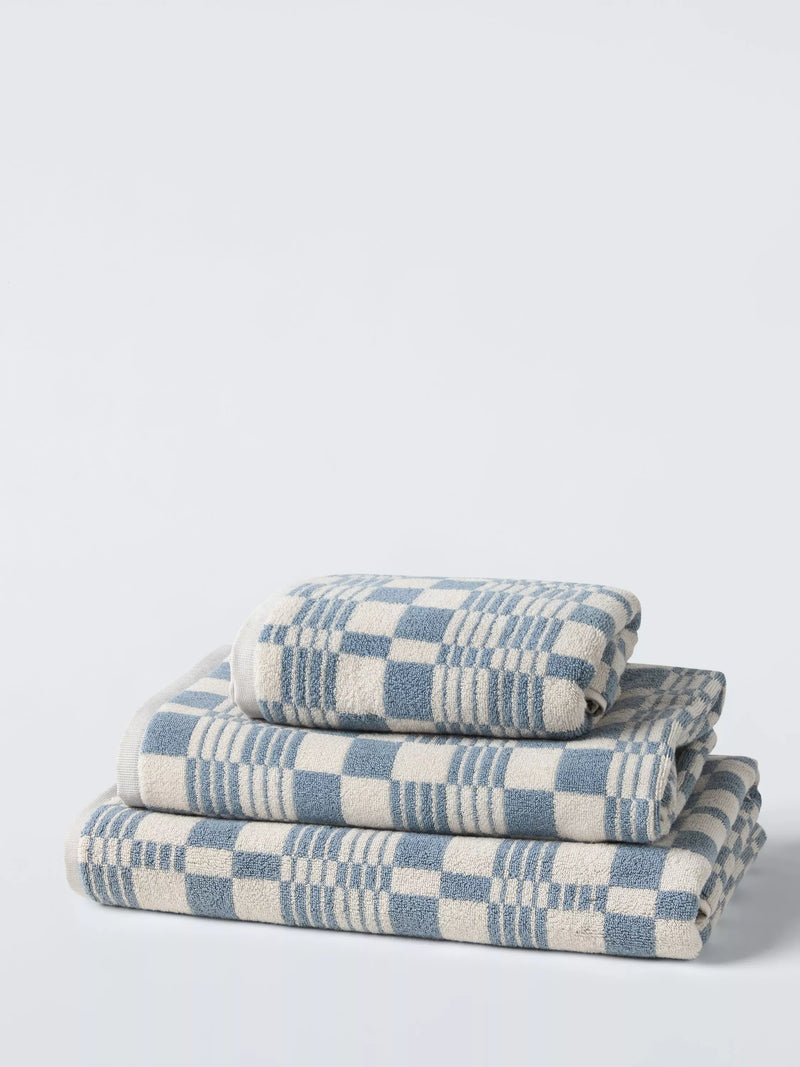 John Lewis Check Bath Towels - 600gsm