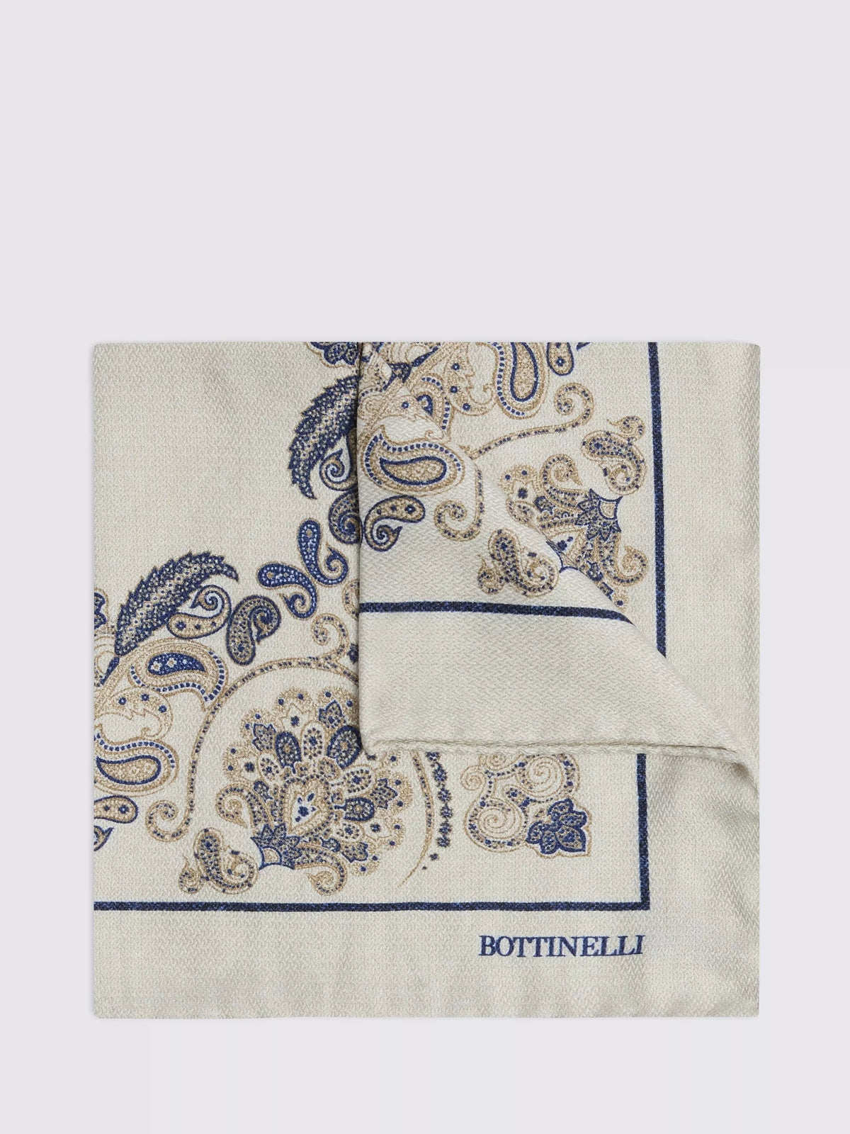 Moss Italian Paisley Pocket Square, Neutral