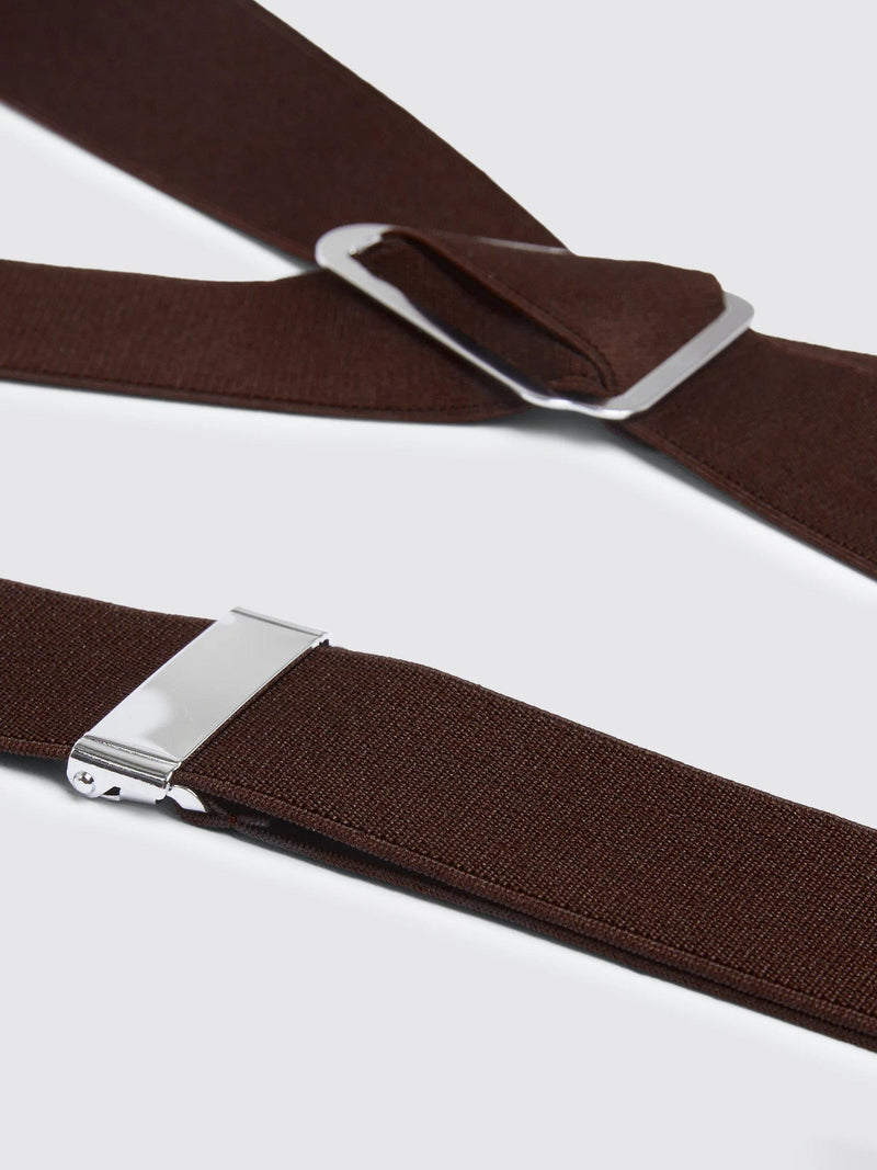 Moss clip on braces in chocolate elastic (British brand)