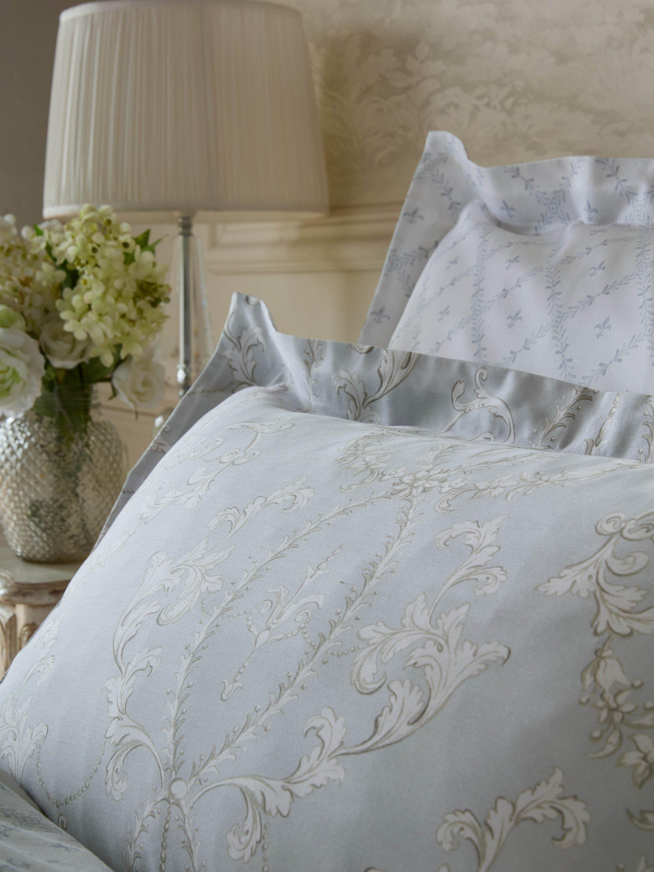 Historic Royal Palaces Tijou duvet cover set in porcelain blue, UK version