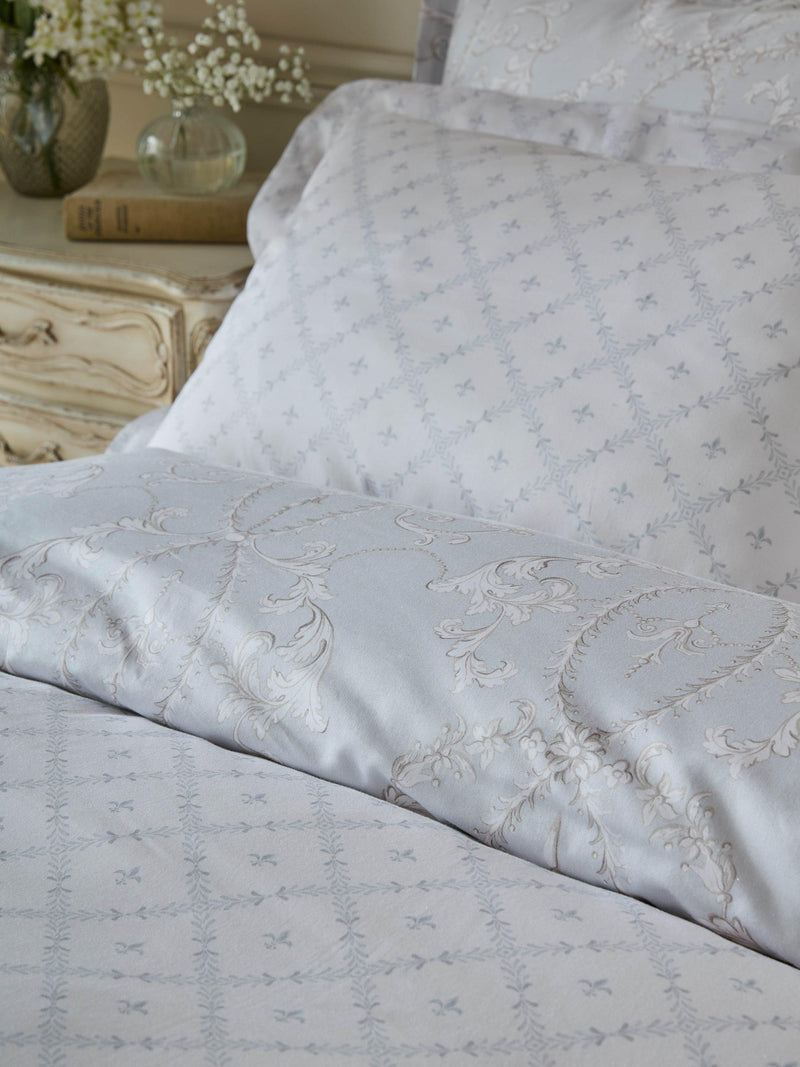 Historic Royal Palaces Tijou duvet cover set in porcelain blue, UK version