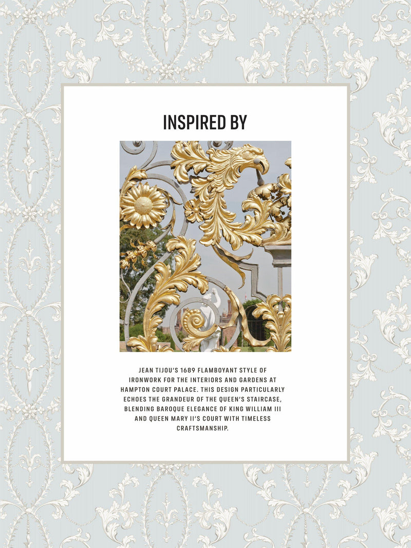 Historic Royal Palaces Tijou duvet cover set in porcelain blue, UK version