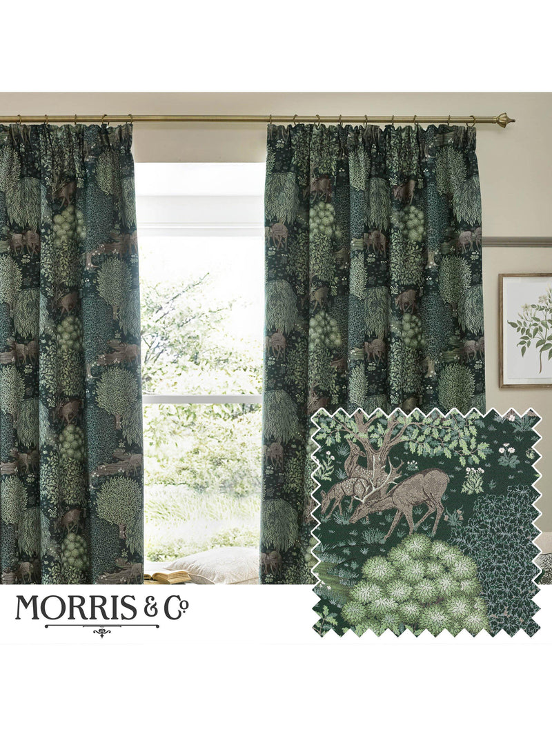 Morris & Co. Brook curtains forest green jacquard - British product