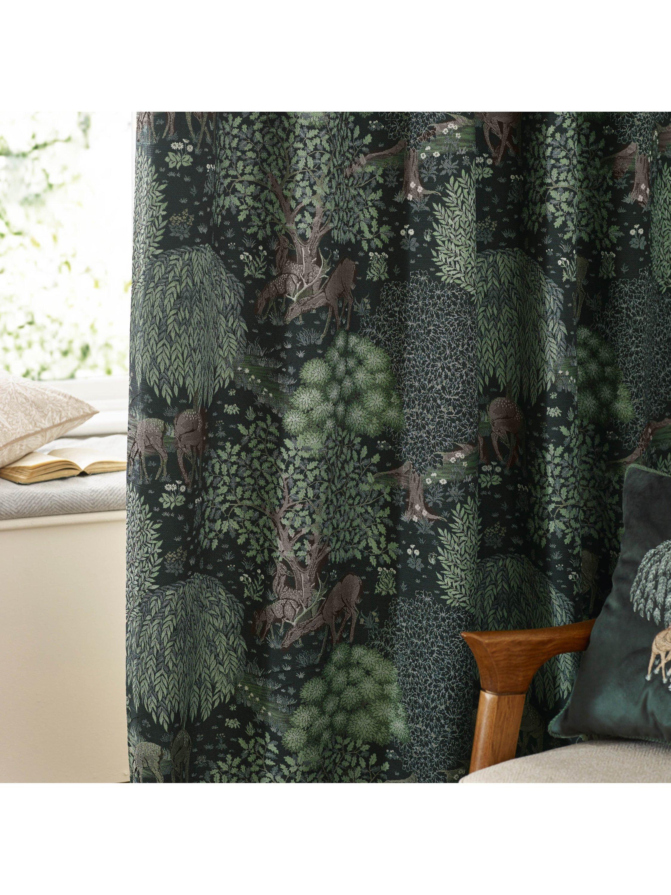 Morris & Co. Brook curtains forest green jacquard - British product