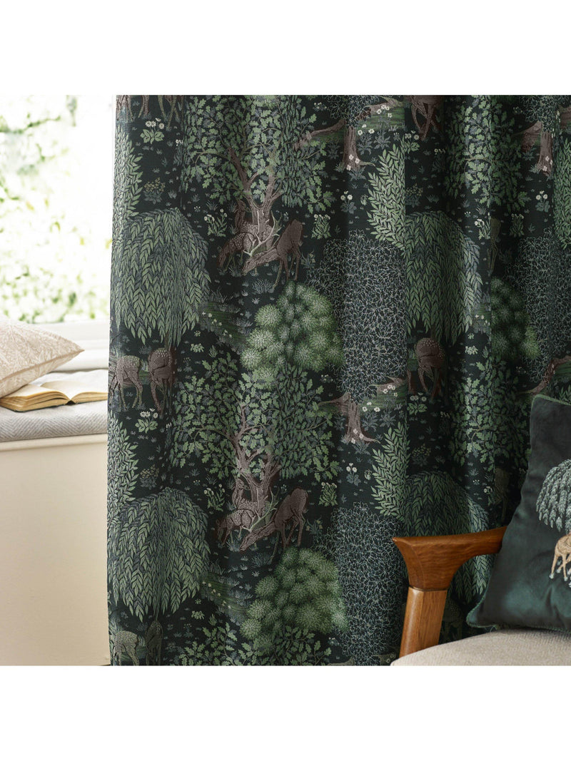 Morris & Co. Brook curtains forest green jacquard - British product