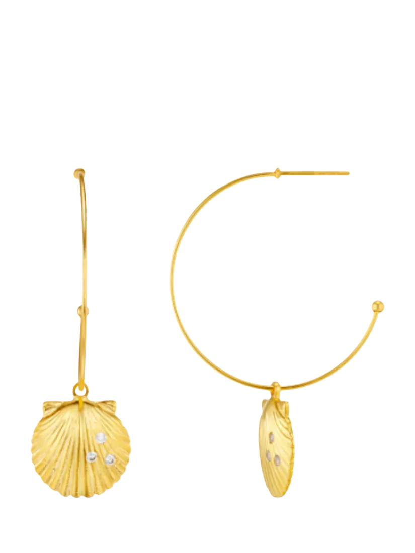 Orelia pavé shell hoop earrings pale gold 18ct, imported from the UK