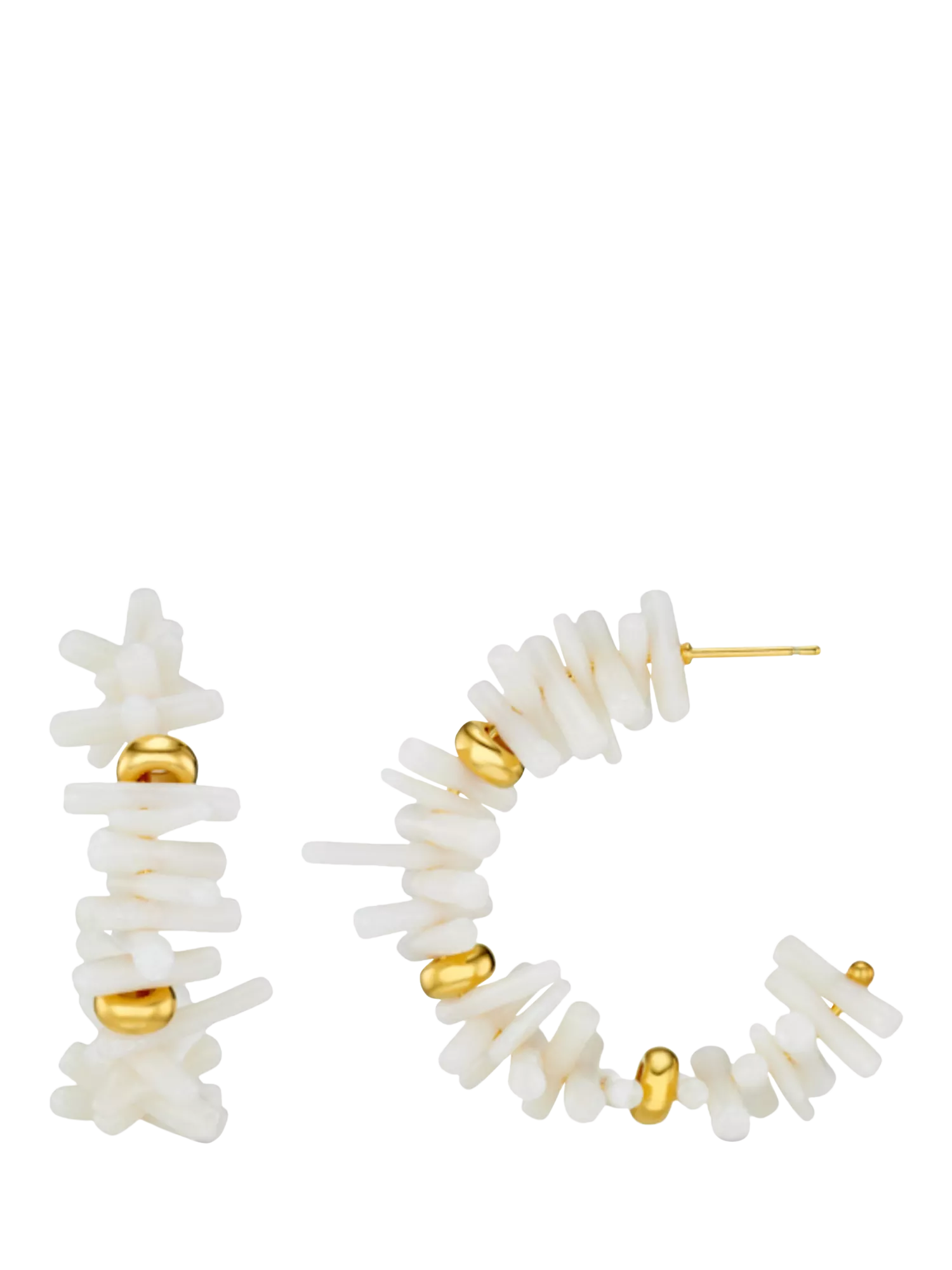 Orelia gold cream coral chip bead hoop earrings 42mm - British product
